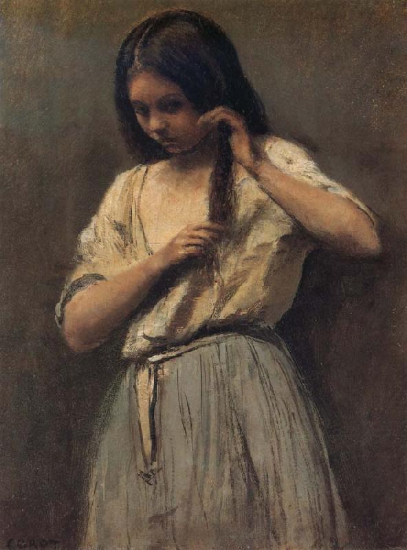 Corot Camille Girl Peninandose Germany oil painting art